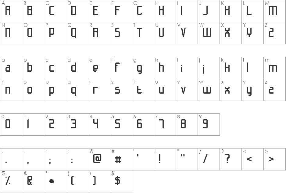 Slidfis kittlande font character map preview