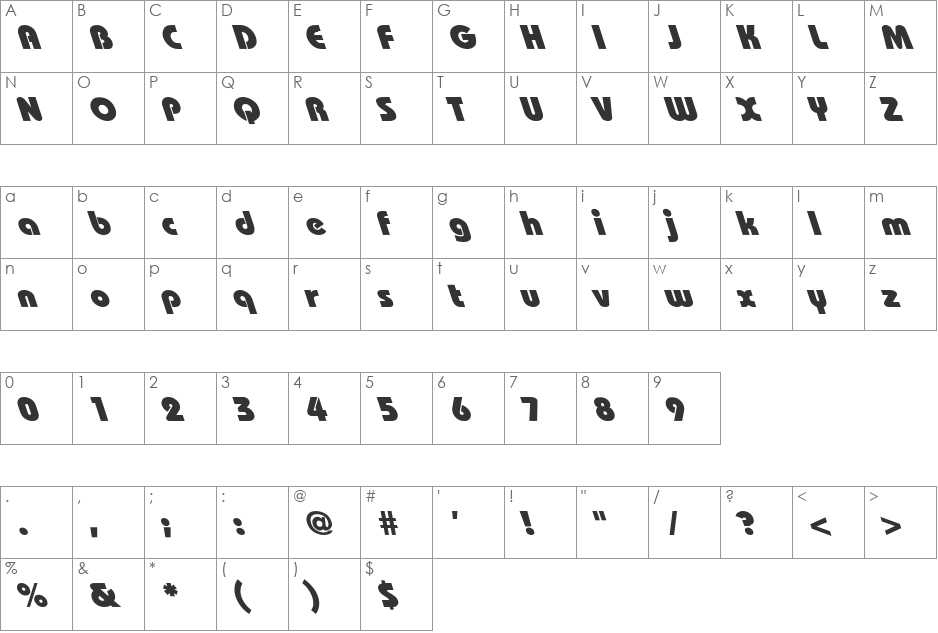 Bauhaus-Heavy-Bold Lefty font character map preview