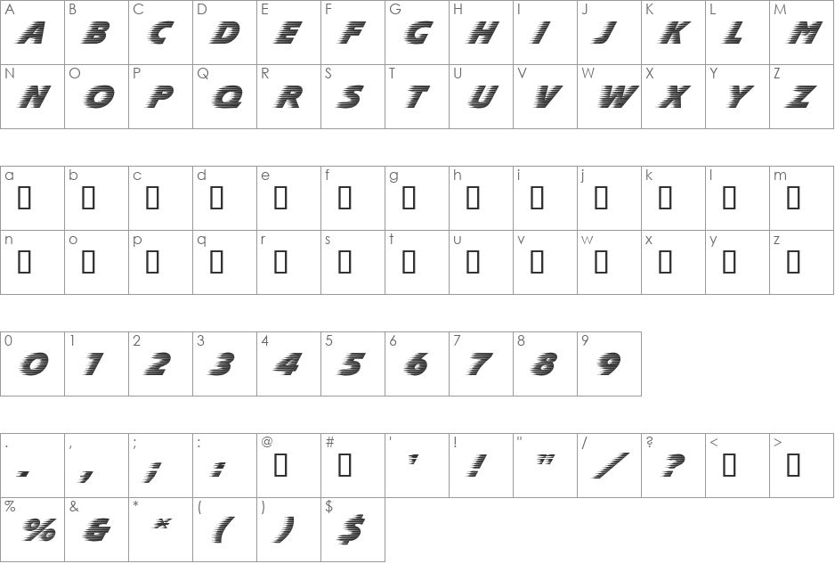 SLIPSTREAM font character map preview