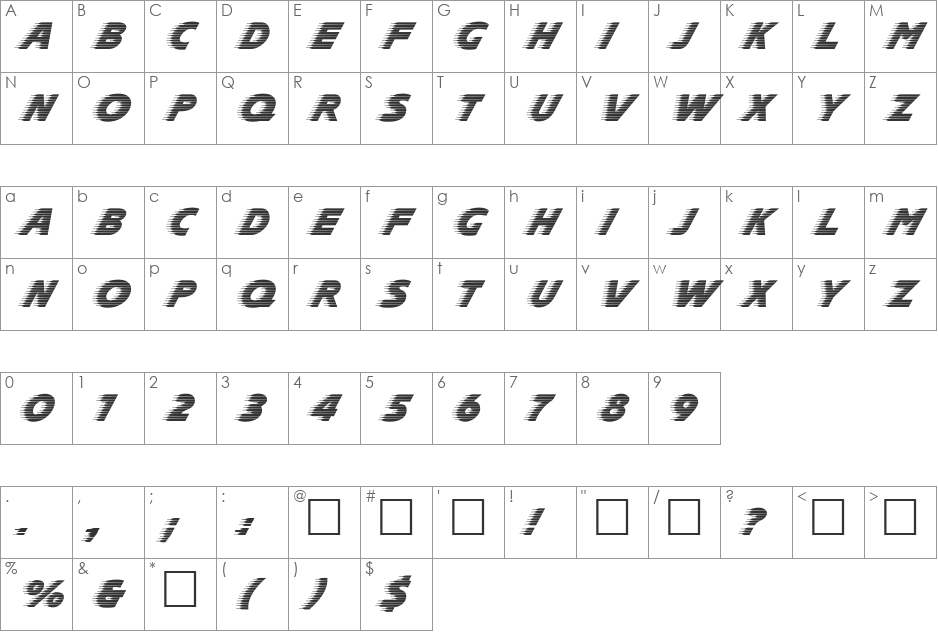 Slipstream font character map preview