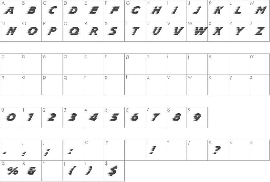 Slipstream_DG font character map preview