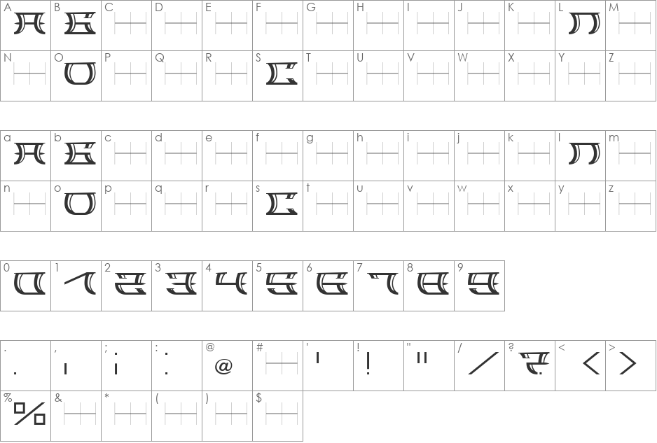 SLOBA_04 font character map preview