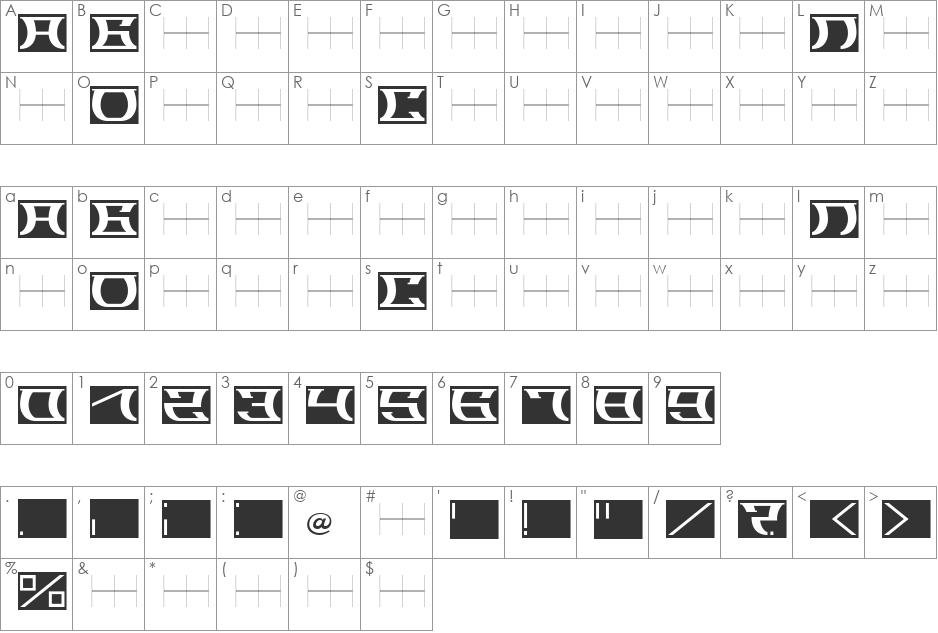 SLOBA_09 font character map preview