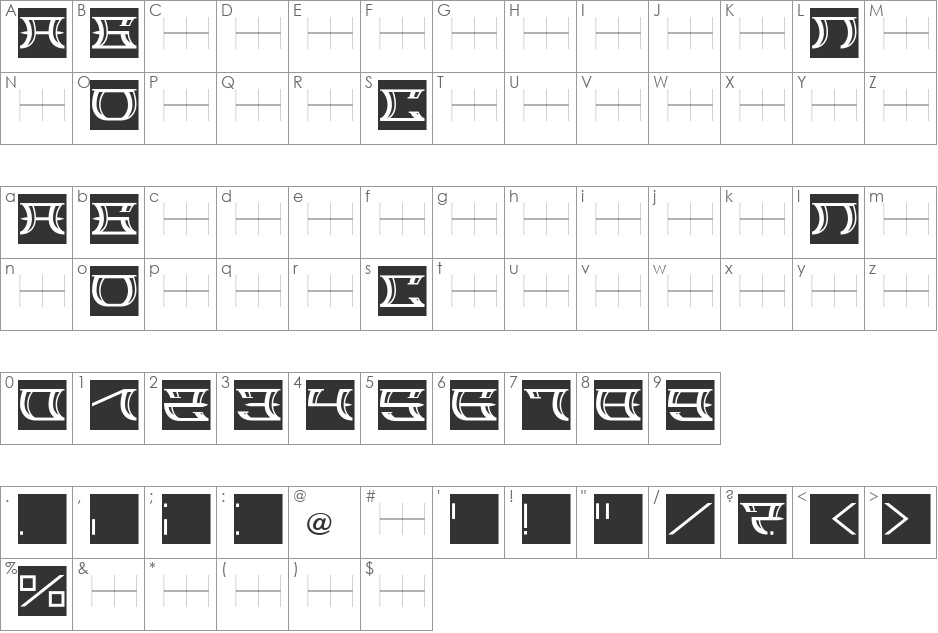 SLOBA_12 font character map preview