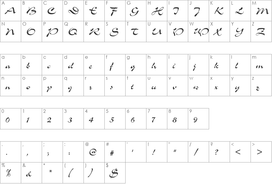 SloganEF font character map preview