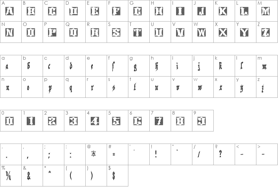 Slosh1 font character map preview