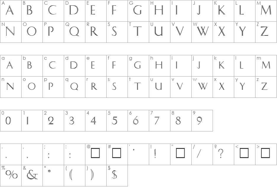 SlotGothicSCapsSSK font character map preview