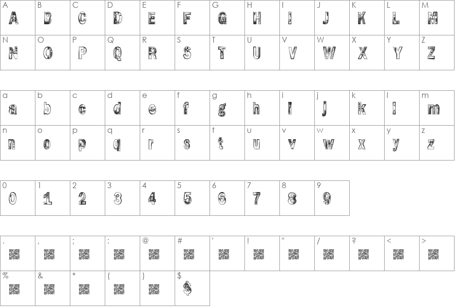 SlotMachine font character map preview