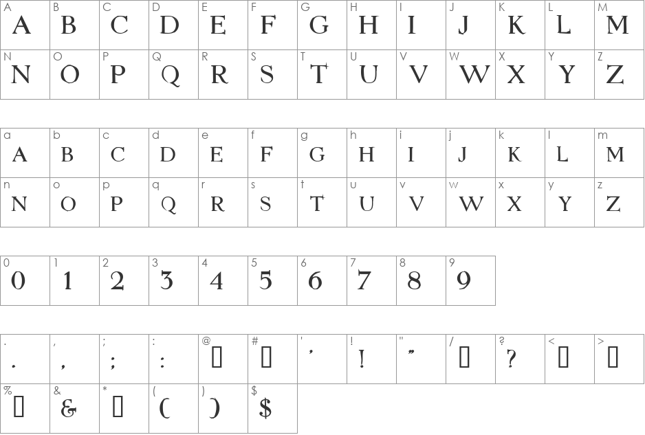 SlotSCapsSSK font character map preview