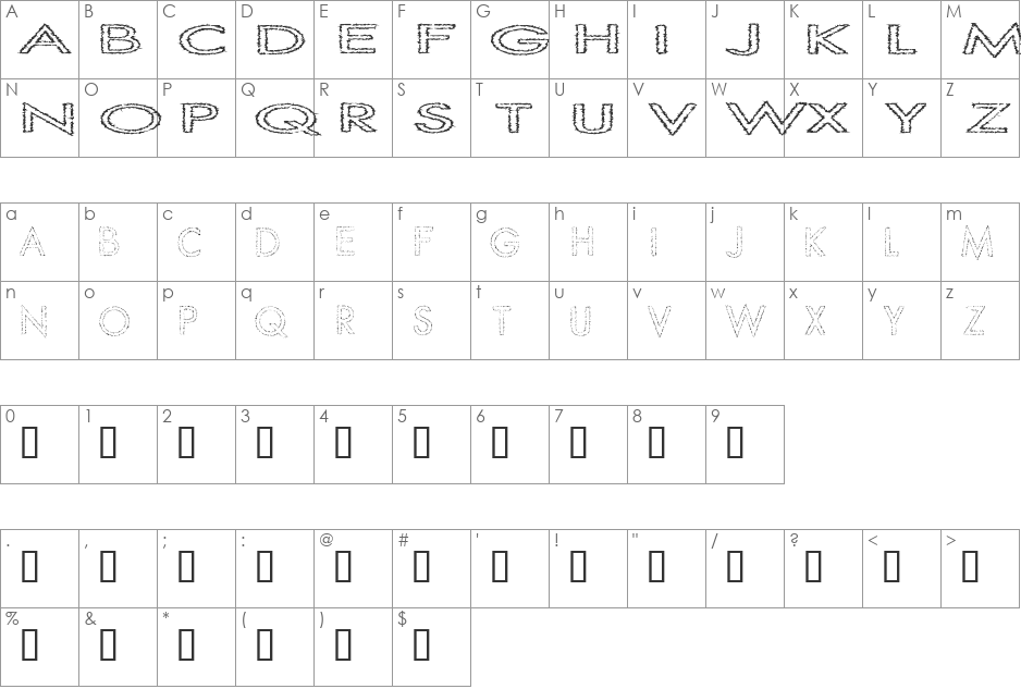 Slur Crumb font character map preview