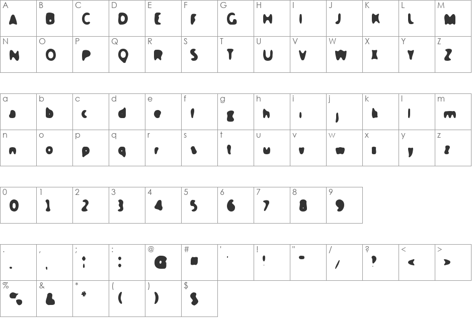 Slushfaux font character map preview