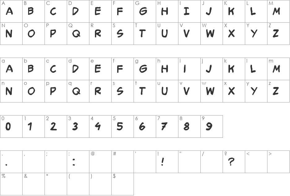 Smack Typographik font character map preview