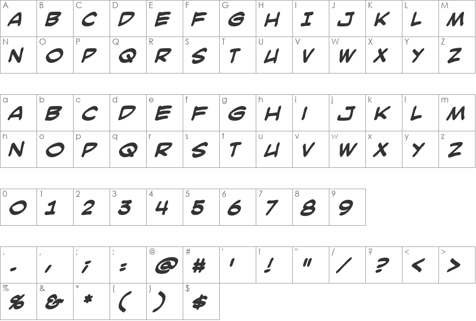 SmackAttack BB font character map preview