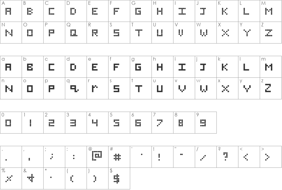 Small Dots font character map preview