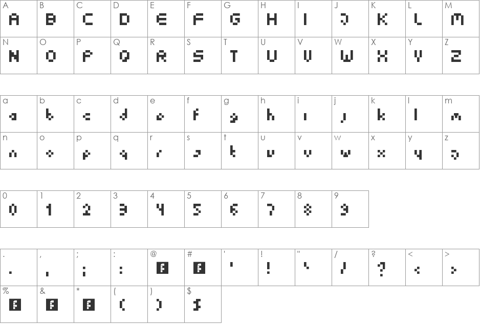 SmallScreenText font character map preview