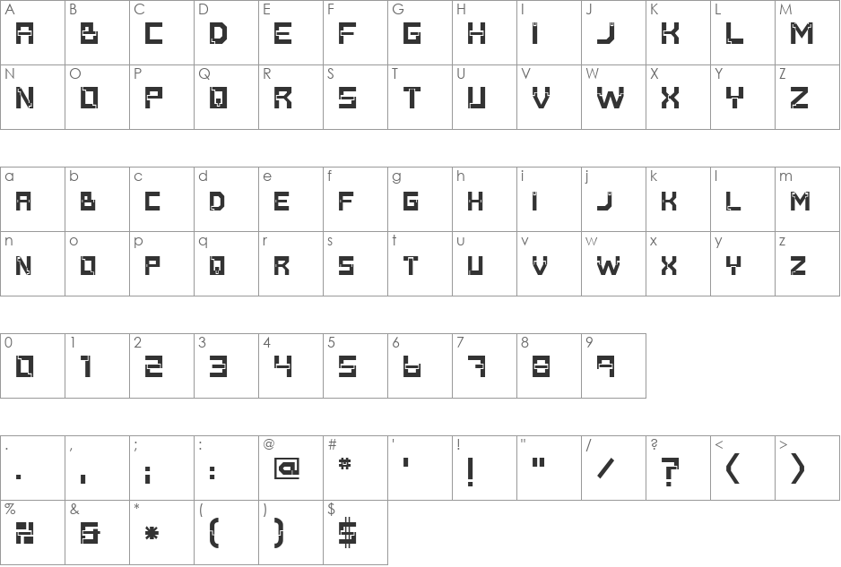 Baumarkt font character map preview