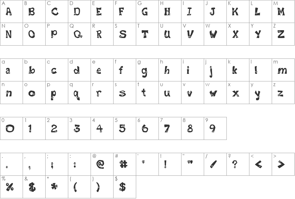 Smiley Font font character map preview