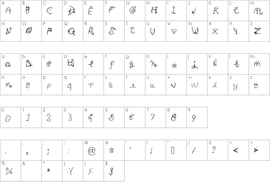 Smiley_Font font character map preview