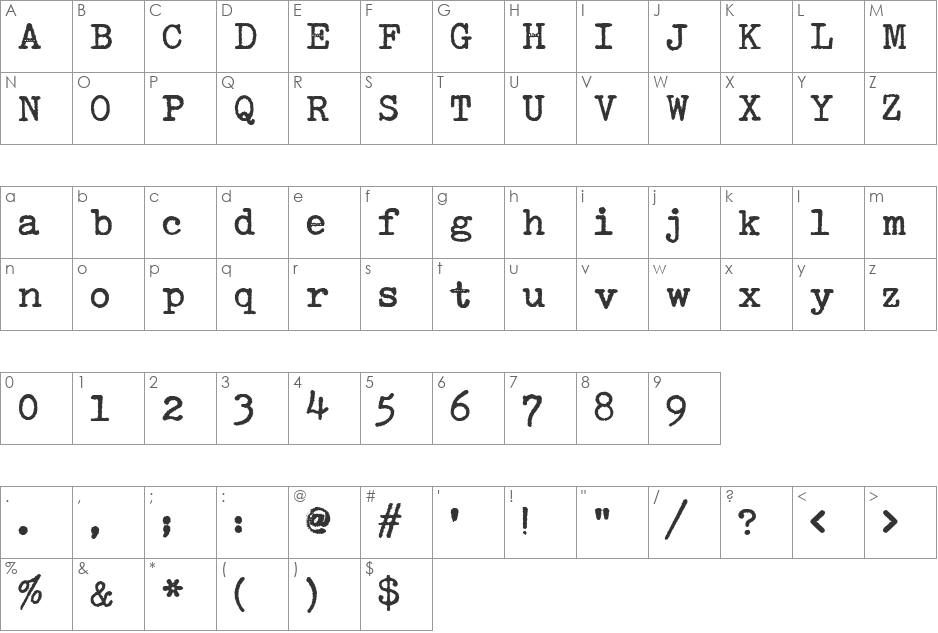 SmithyXT-Heavy font character map preview