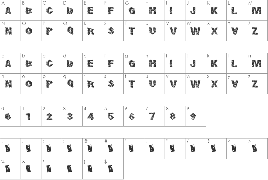 SmokingCracks font character map preview