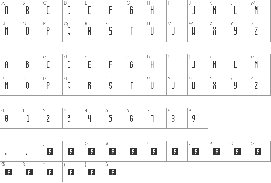 Smooth Elegant font character map preview