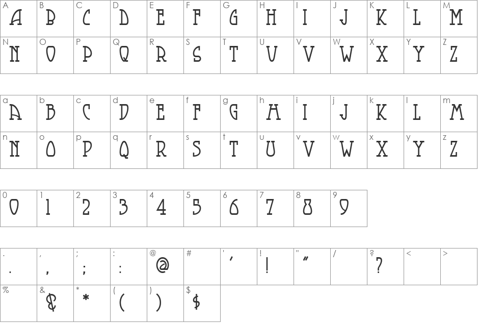 SmorgasbordNF font character map preview