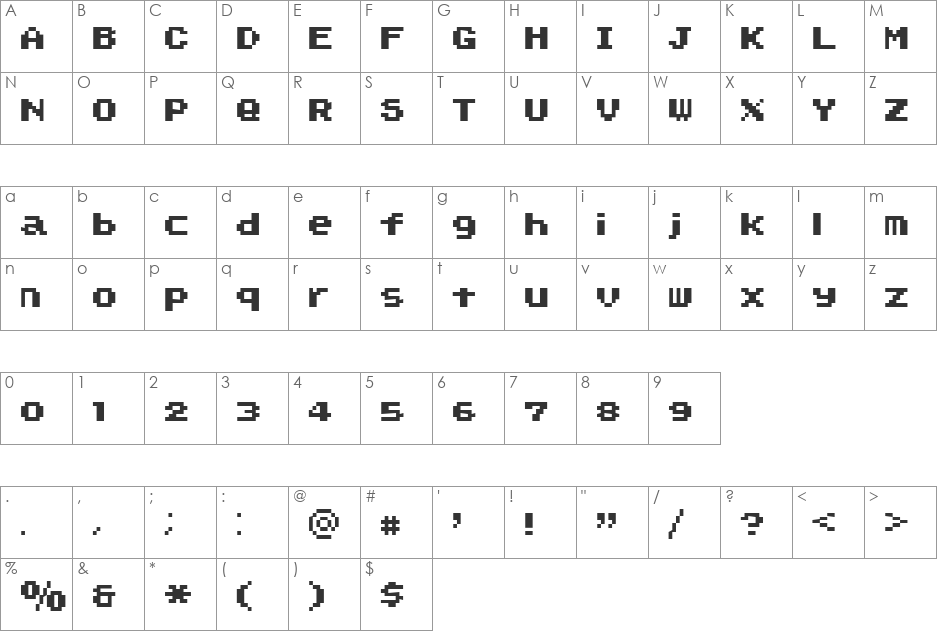 SMW Text NC font character map preview