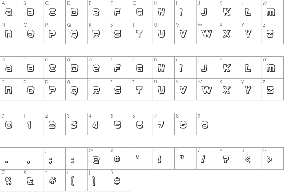 Baveuse font character map preview