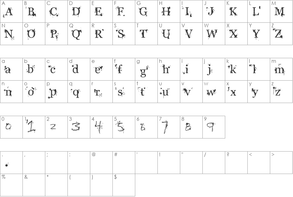 SM_coarsisM font character map preview