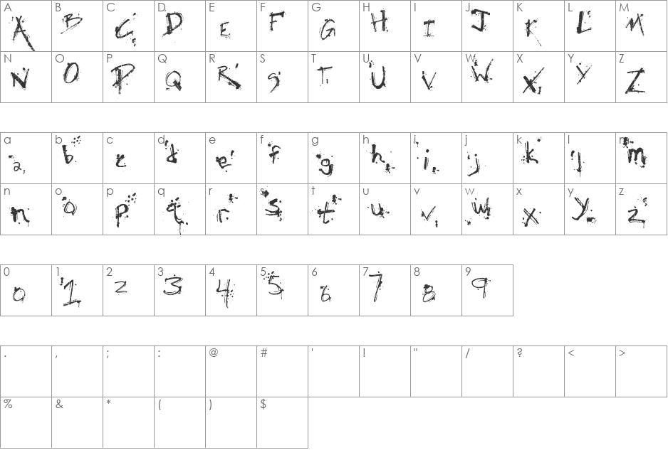 SM_obscenisM font character map preview