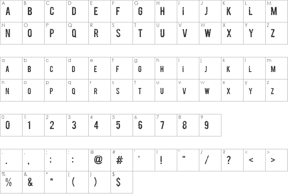 SM_pigisM font character map preview