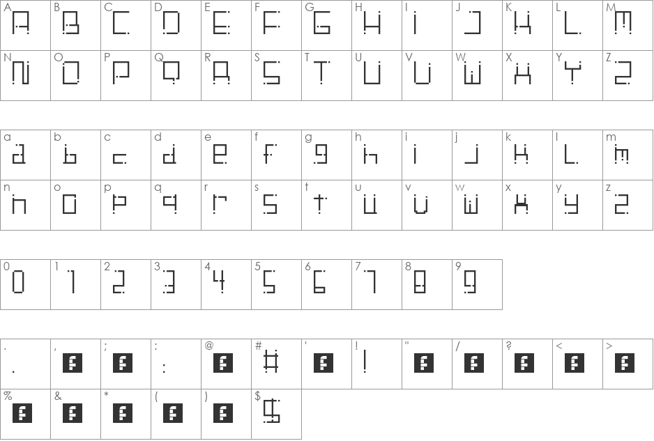 Snake font character map preview