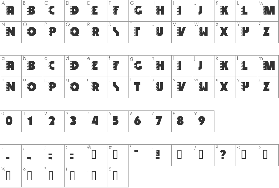 Snake Venom font character map preview