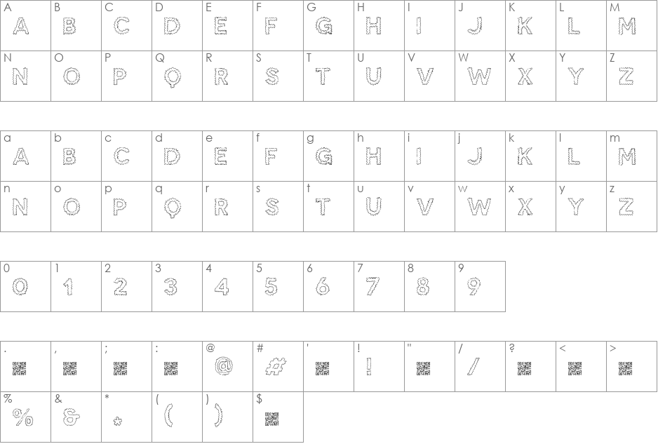 SnakeBite font character map preview