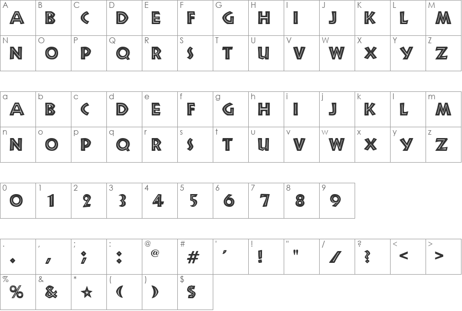 SnakeRiver font character map preview