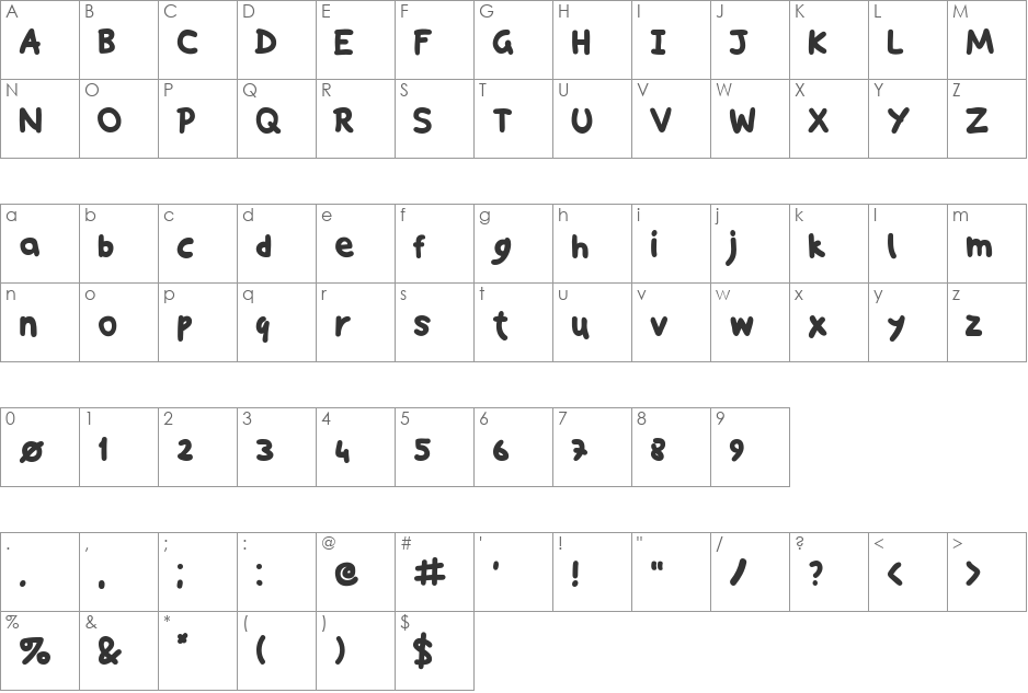 SnapHand font character map preview