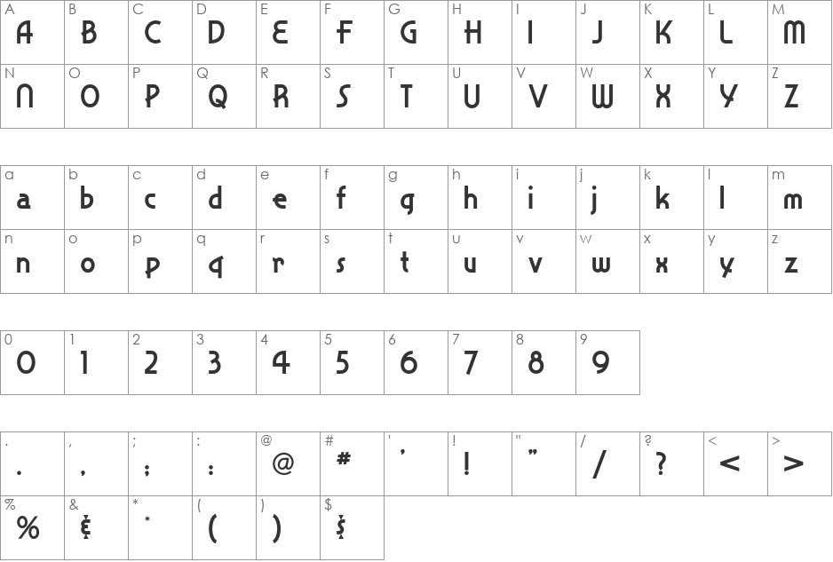 Snappy Service NF font character map preview