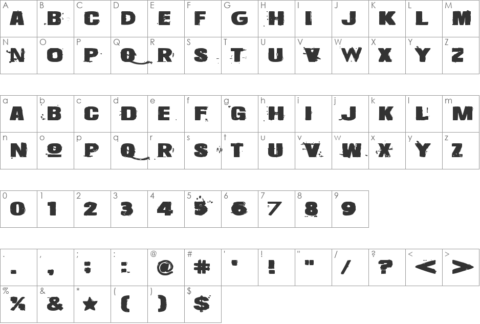 Snapz! font character map preview