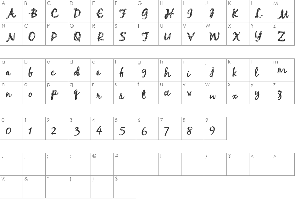 BaxterDash font character map preview