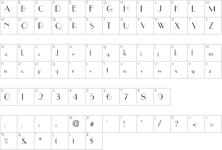 SNOOTY font character map preview