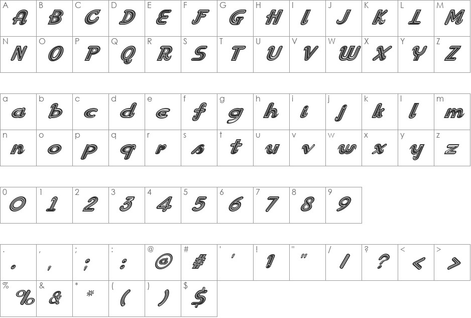 Snoozie font character map preview