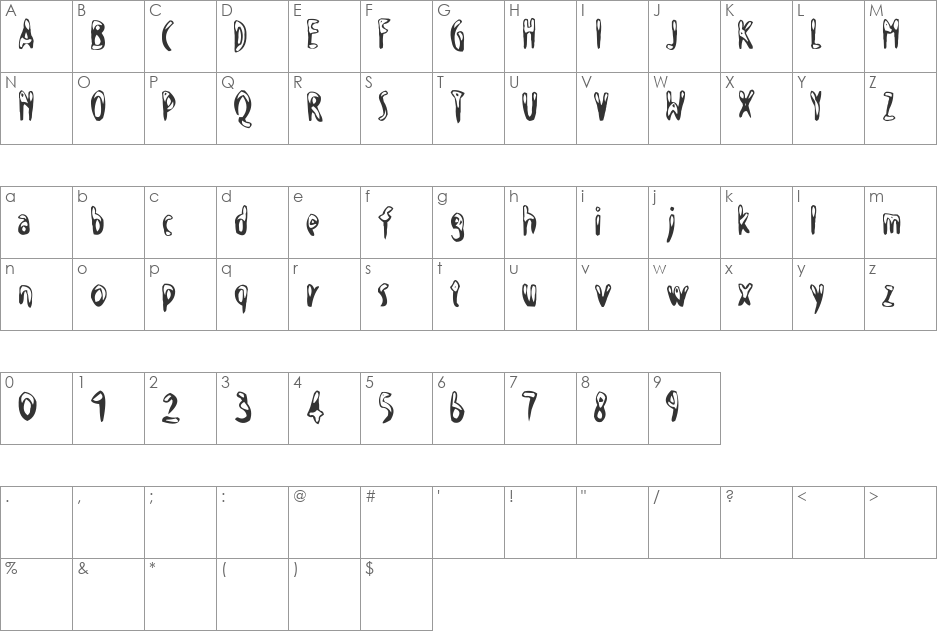 SnowFont font character map preview