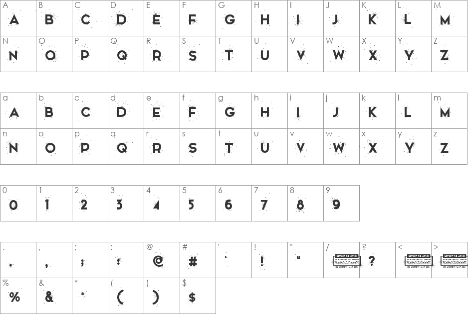 Snowinter font character map preview