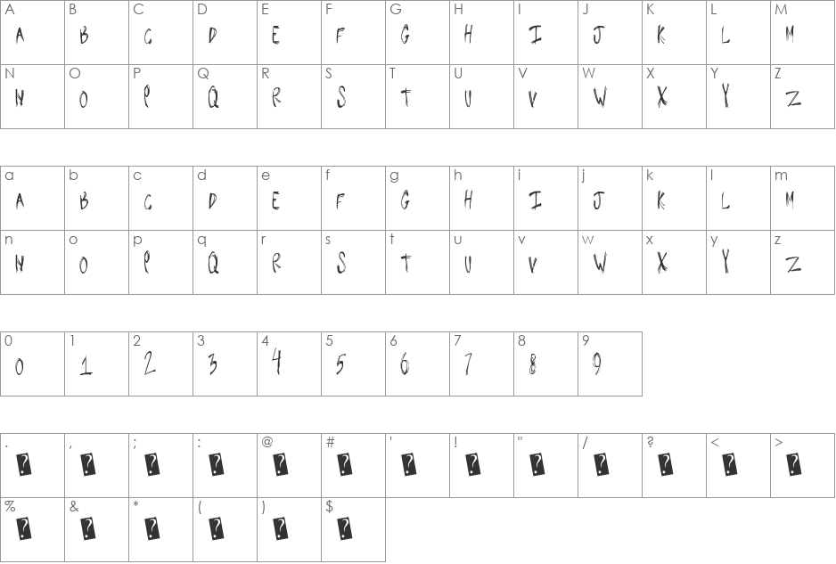SnugBum font character map preview