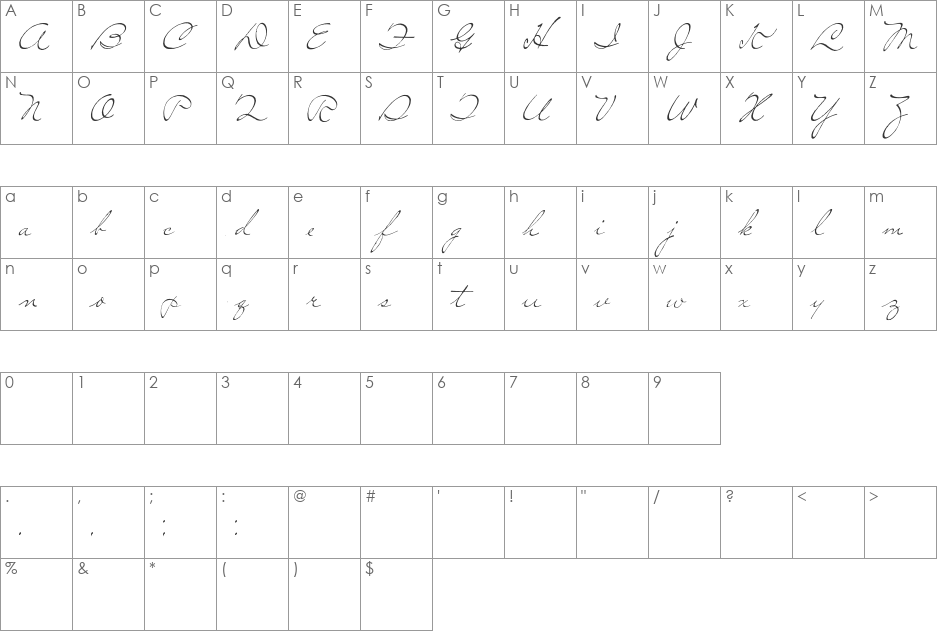 So Lonely font character map preview
