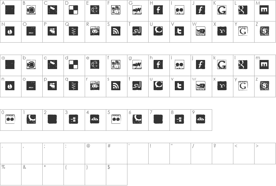 Social Manual font character map preview