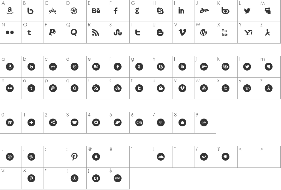 Socialico font character map preview