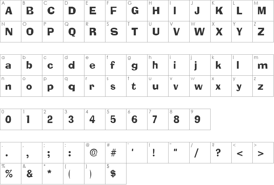 Socket font character map preview