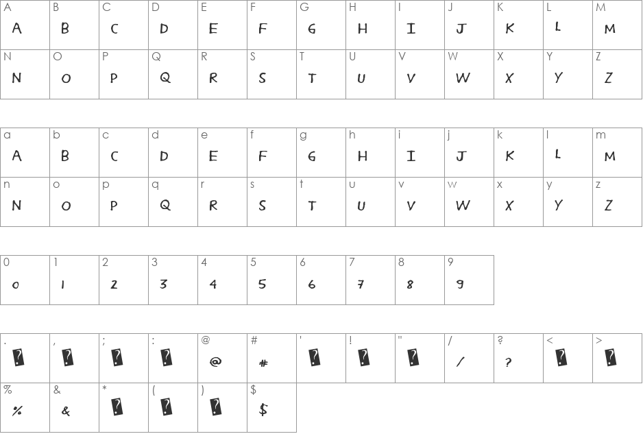 SodaCrack font character map preview