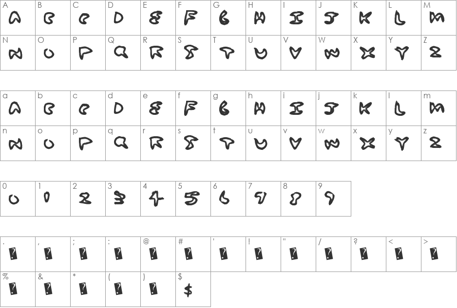 SodaWater font character map preview